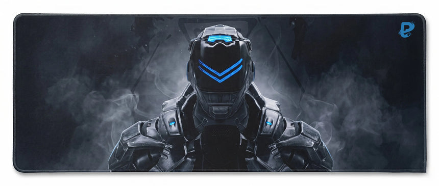 PopMyPad - Tapis de Souris Gamer Performance - XXL Deskmat - Cyborg Noir et Bleu Néon
