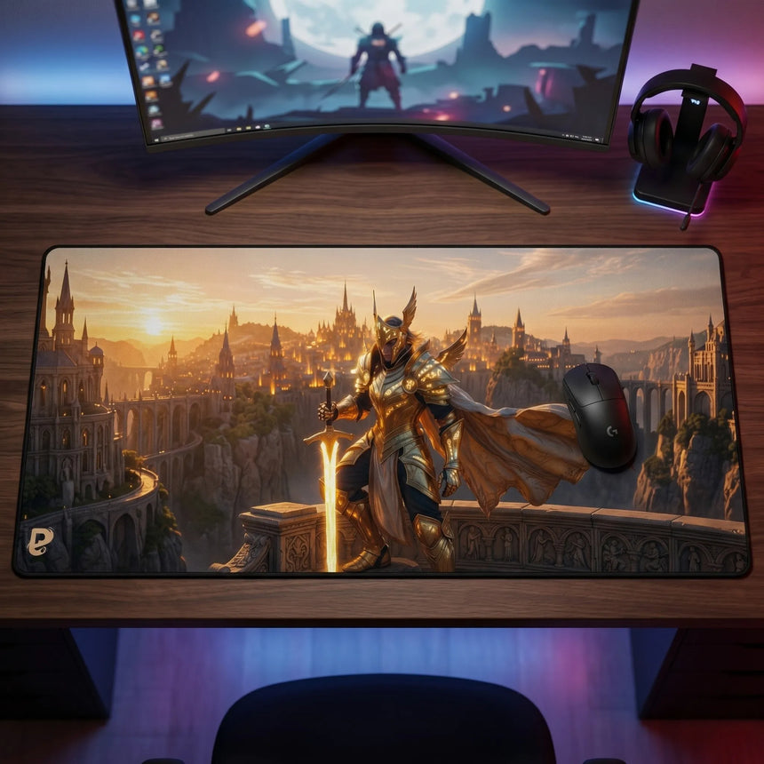 PopMyPad - Tapis de Souris XXL - Chevalier d'Or Épique