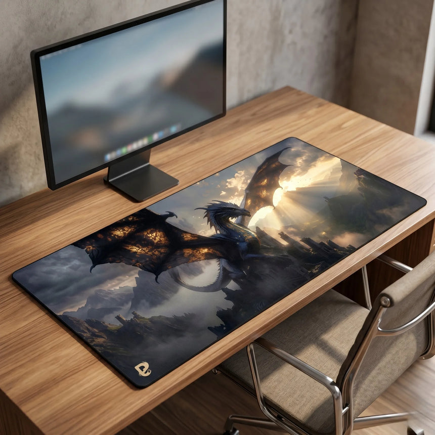 PopMyPad - Tapis de Souris XXL - Dragon Épique Noir et Or