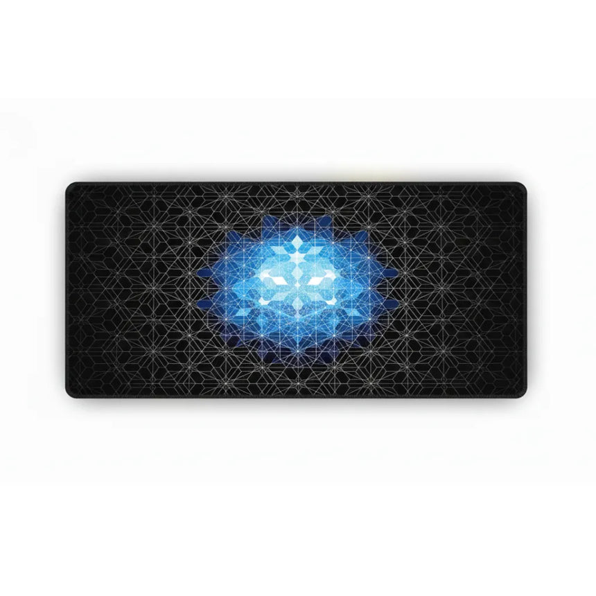 Tapis de Souris Design Géométrique Fractal - Éclat Bleu Néon & Précision Gaming