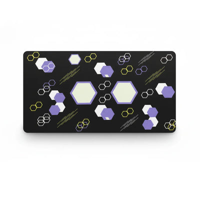 Tapis de Souris Design "Odyssée Géométrique" - Hexagones Violet & Néon XXL