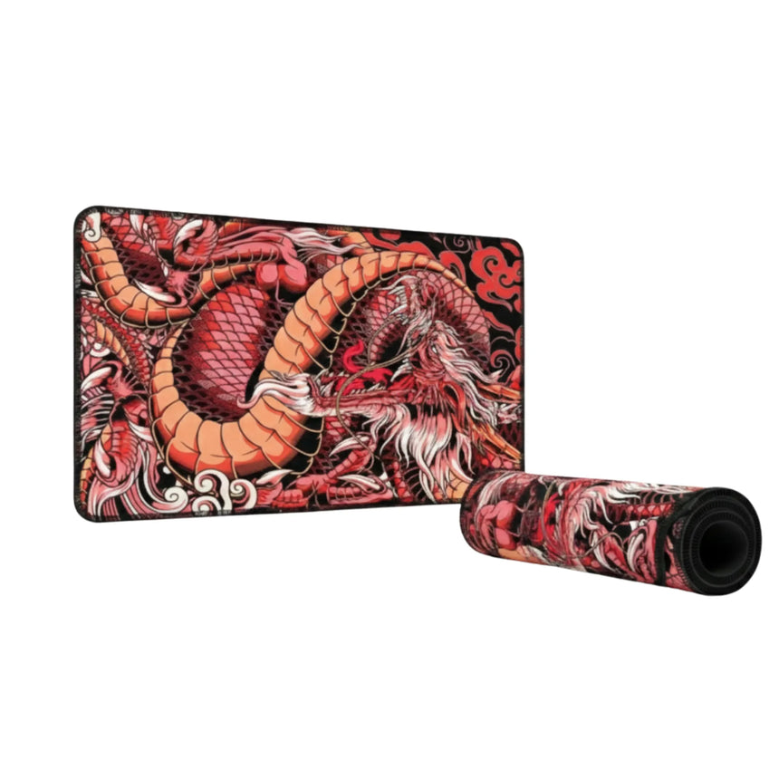 Tapis de Souris Dragon Oriental Rouge - Édition Mythique XXL