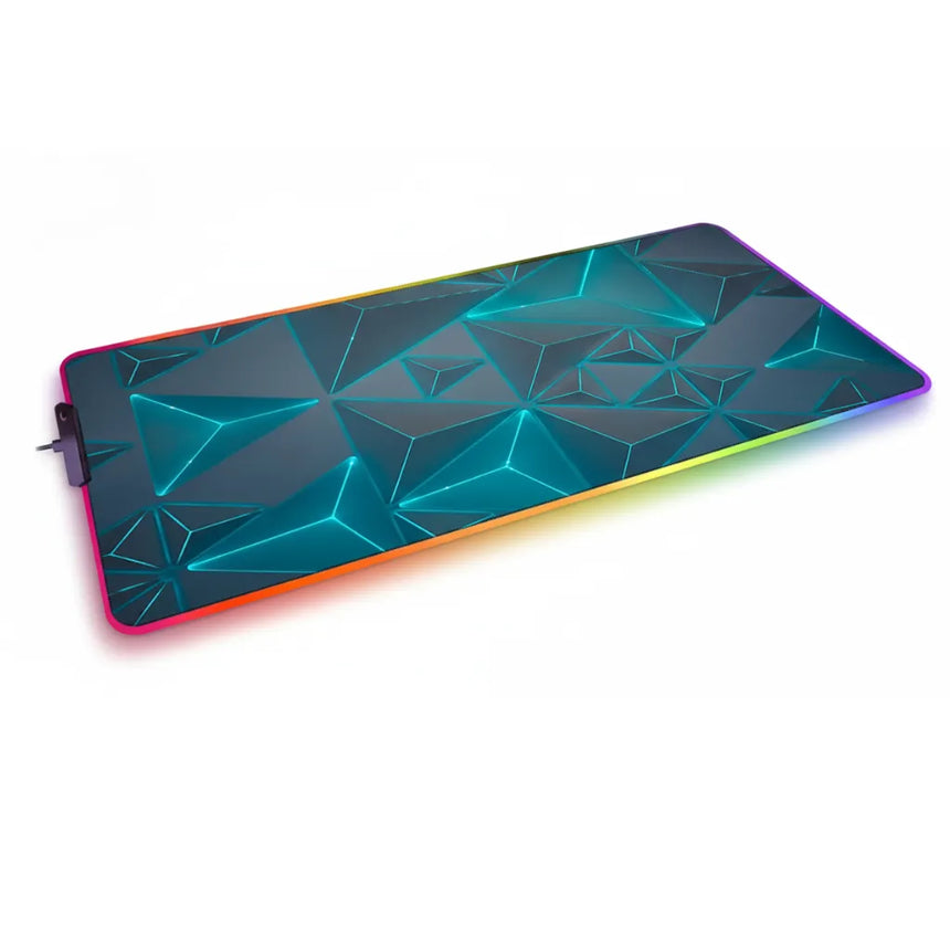 Tapis de Souris Gamer XXL - Design 3D Futuriste & Néon Cyan RGB