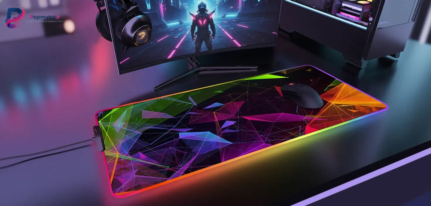 Tapis de Souris Gamer XXL - Design Géométrique Néon & Cyber-Art