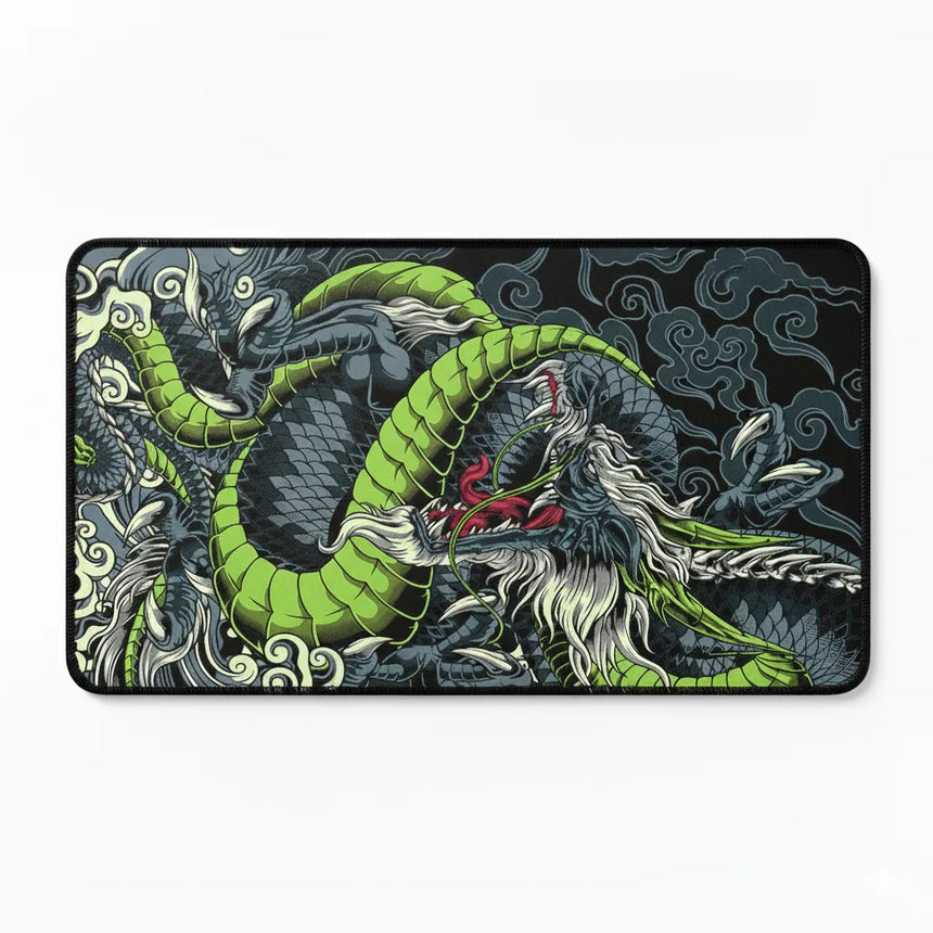 Tapis de Souris Gamer XXL - Dragon Japonais Vert & Noir