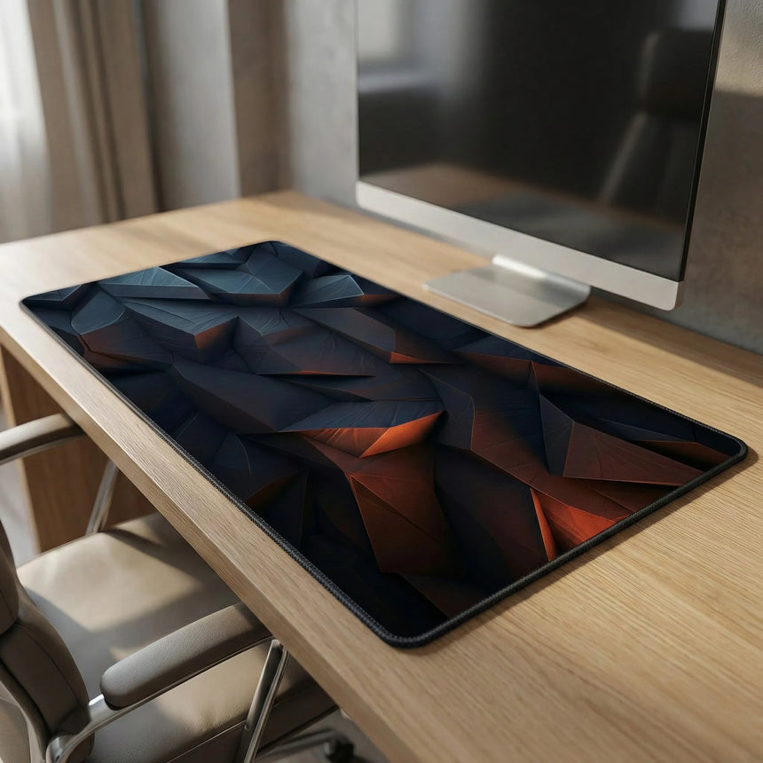 Tapis de Souris Gaming - Polygon Edition : Design Géométrique Bleu & Orange