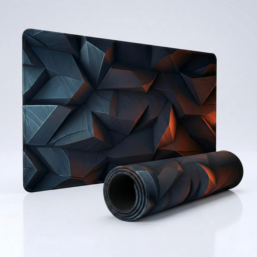 Tapis de Souris Gaming - Polygon Edition : Design Géométrique Bleu & Orange