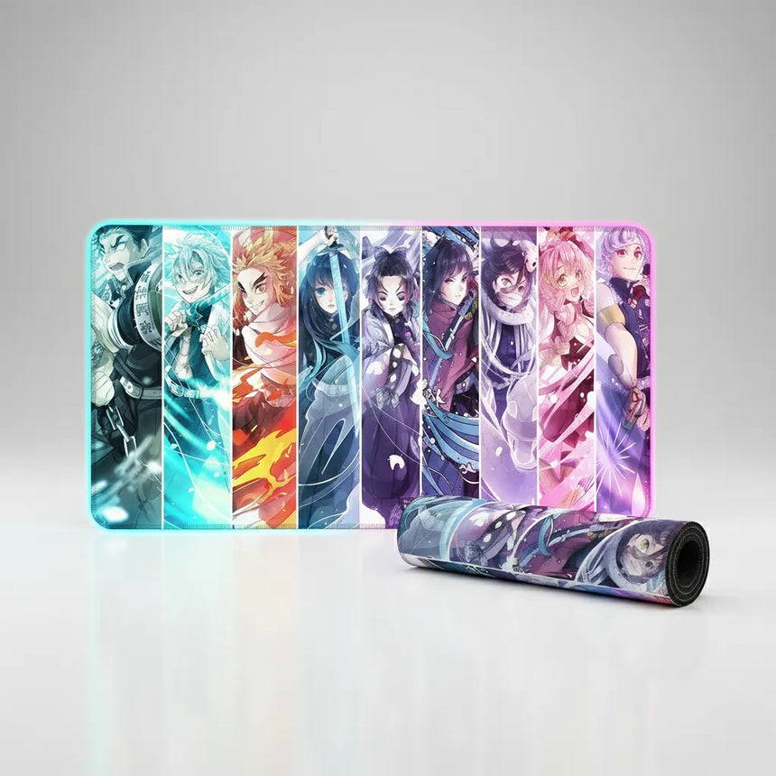 Tapis de Souris Gaming Demon Slayer - L'Éveil des 9 Piliers (Édition RGB)