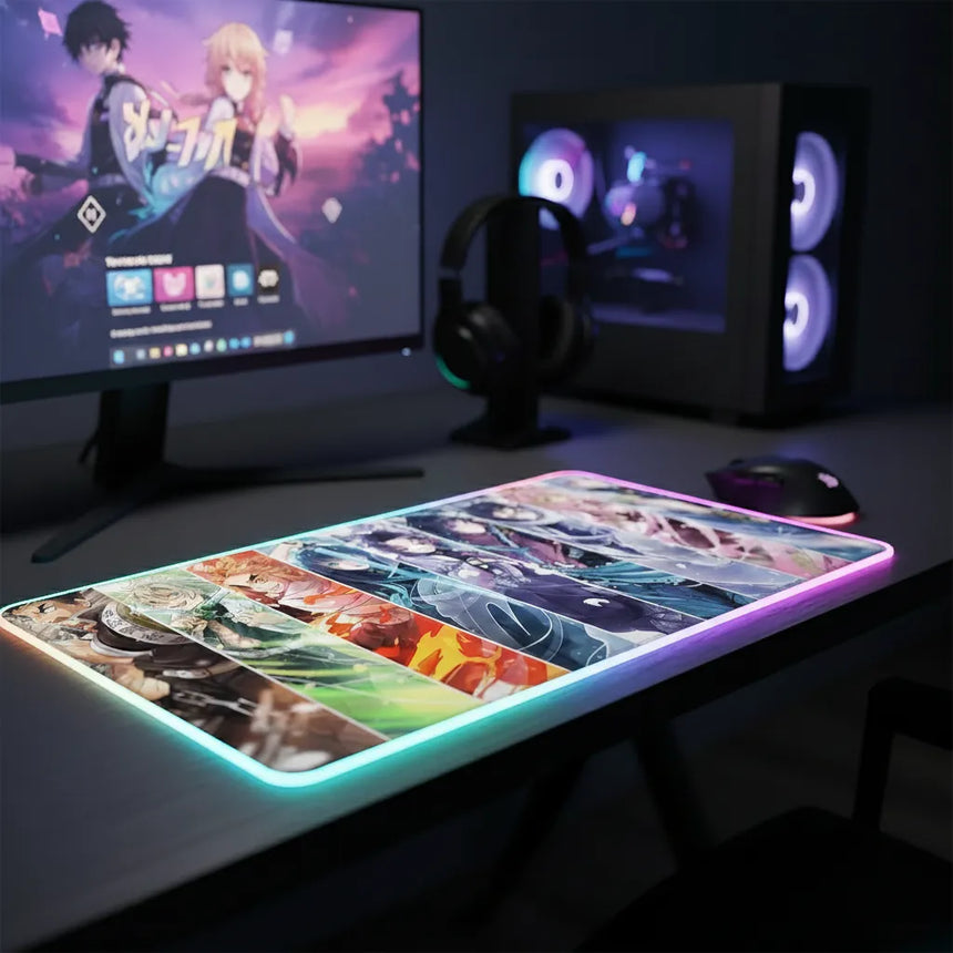 Tapis de Souris Gaming Demon Slayer - L'Éveil des 9 Piliers (Édition RGB)
