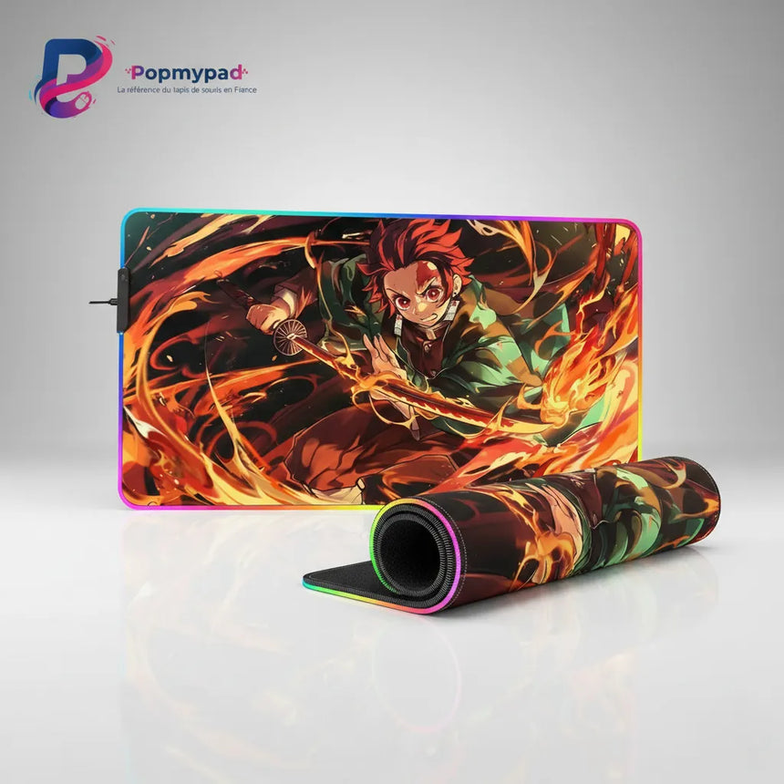 Tapis de Souris Gaming Demon Slayer - Tanjiro Danse du Feu (Hinokami Kagura)