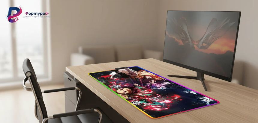 Tapis de Souris Gaming RGB - Demon Slayer Edition : Le Souffle du Feu