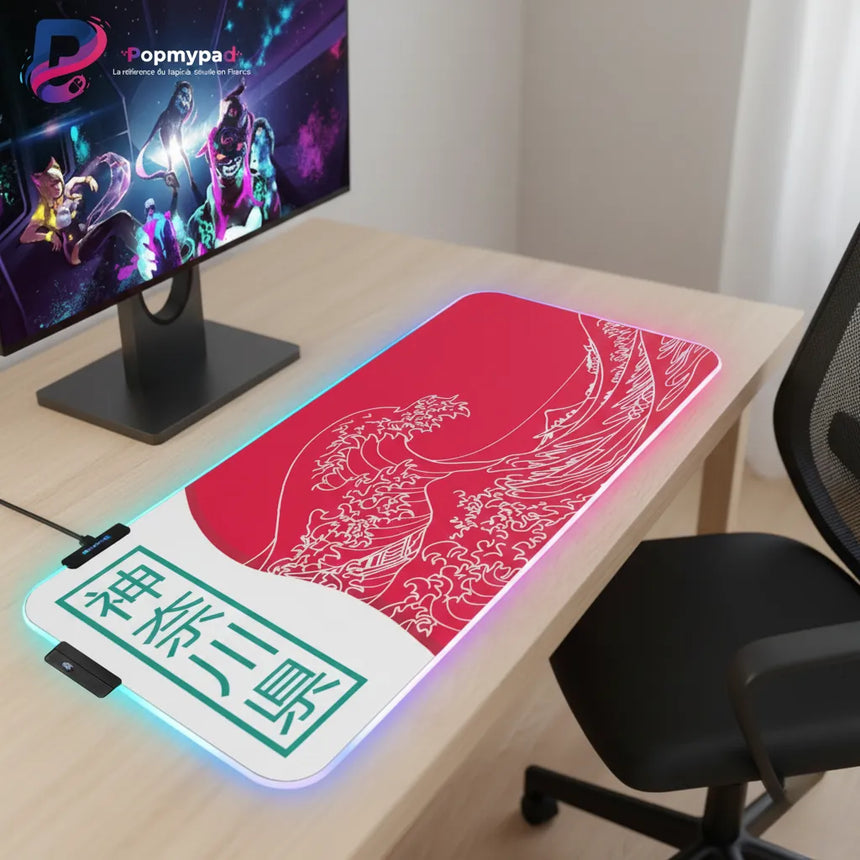 Tapis de Souris Gaming RGB - Édition Kanagawa Red Sun