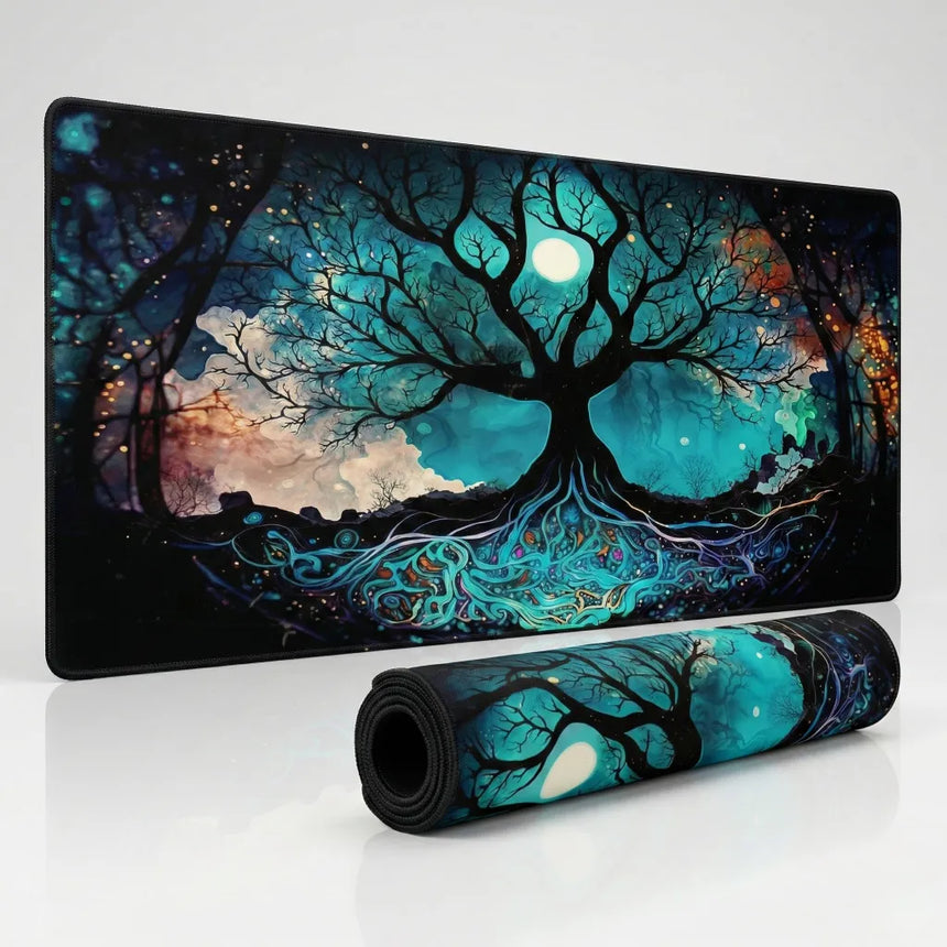 Tapis de Souris Gaming XXL - Arbre de Vie Onirique & Lunaire