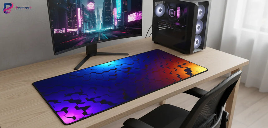 Tapis de Souris Gaming XXL - Design 3D Hexagonal Futuriste