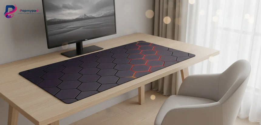 Tapis de Souris Gaming XXL - Design Hexagonal 3D "Cyber Fusion"
