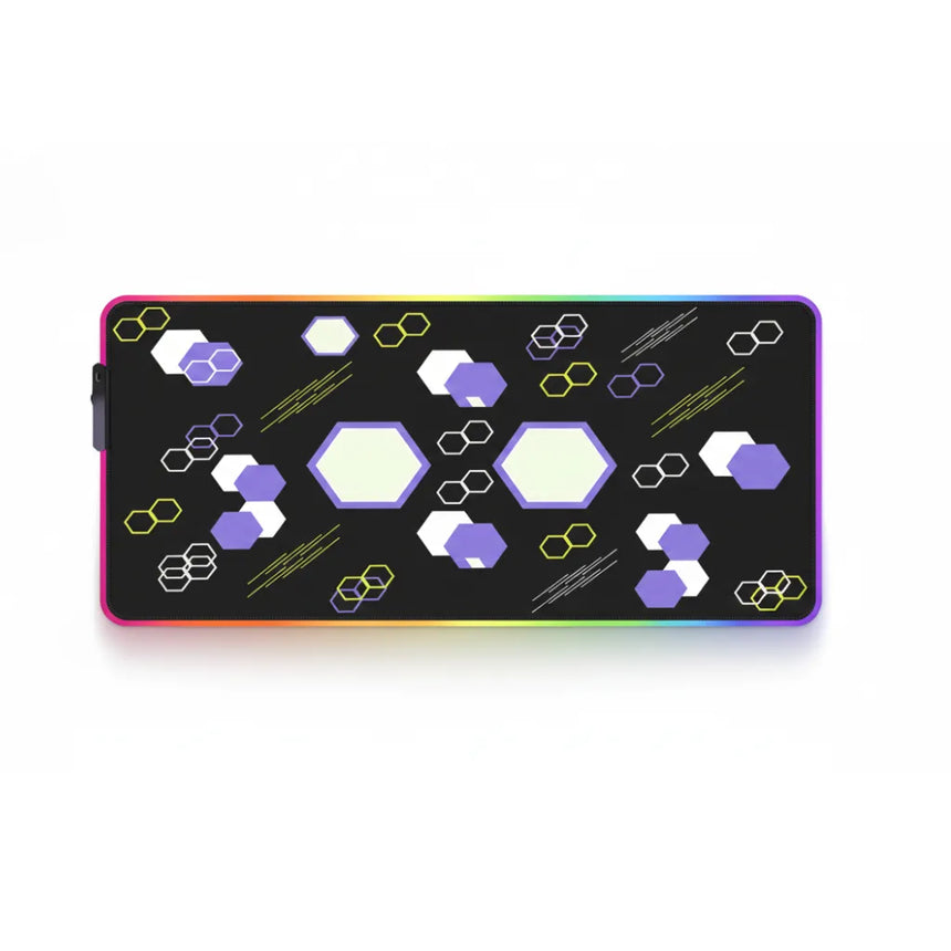 Tapis de Souris Gaming XXL - Design Hexagone Futuriste & Bordures RGB