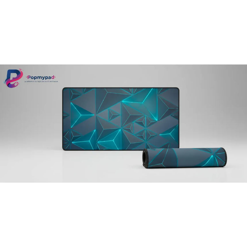 Tapis de Souris Gaming XXL — Design 3D Futuriste & Néon Cyan