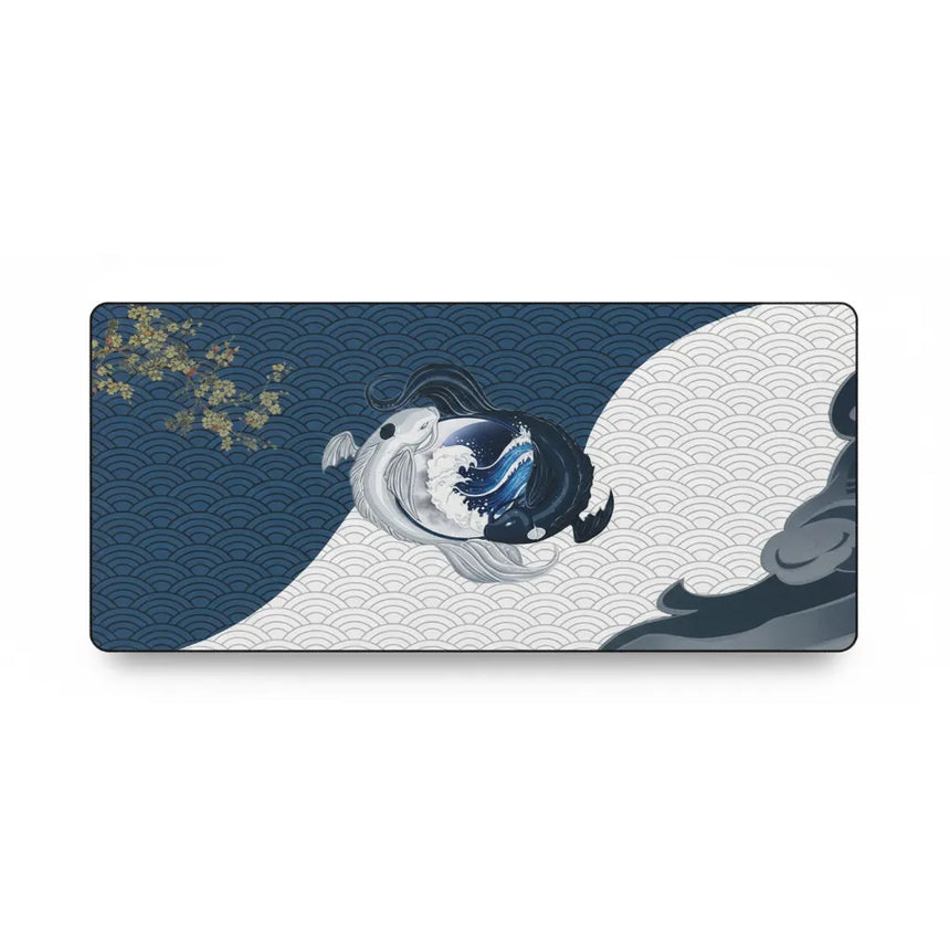 Tapis de Souris Japonais : Harmonie des Carpes Koï & Vagues Seigaiha