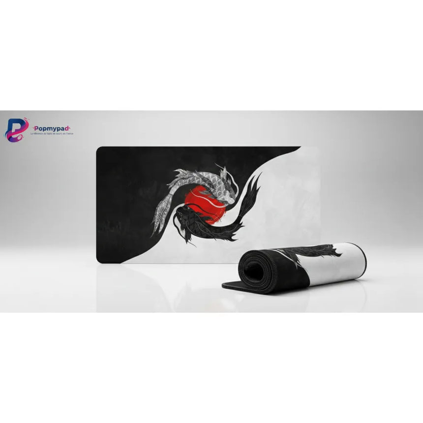 Tapis de Souris Japonais — Équilibre Zen : Carpes Koï & Soleil Levant