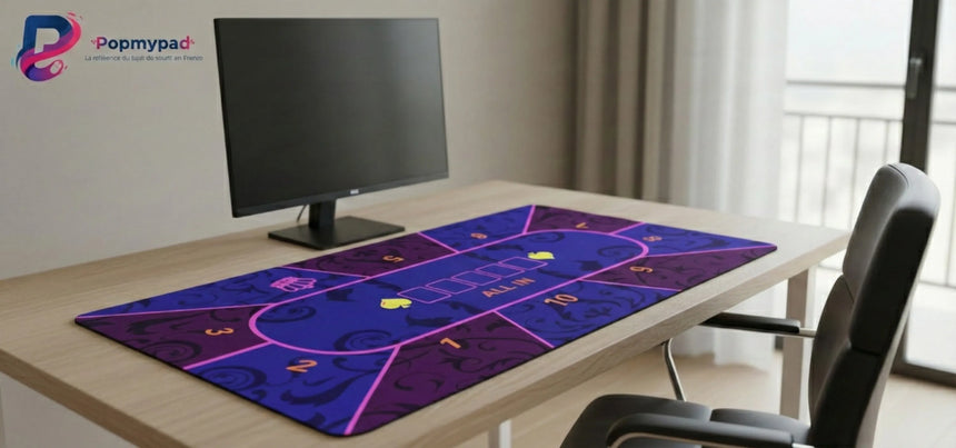 Tapis de Souris Poker - Design Texas Hold'em Royal & Arabesques Néon