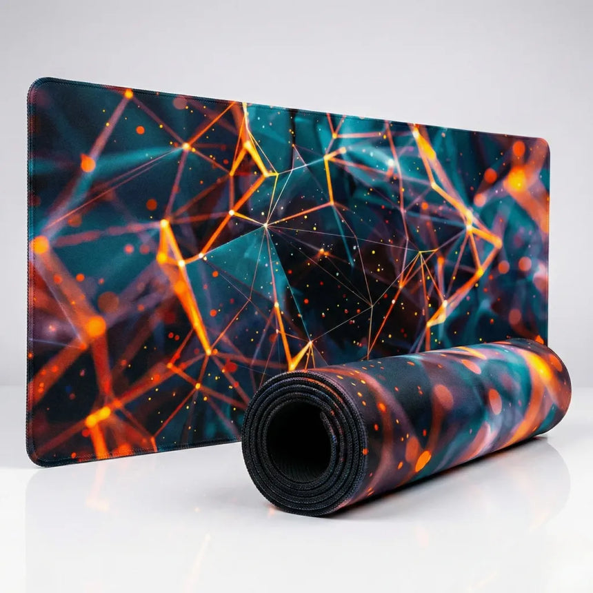Tapis de Souris Polygon — Réseau Abstrait & Design Futuriste