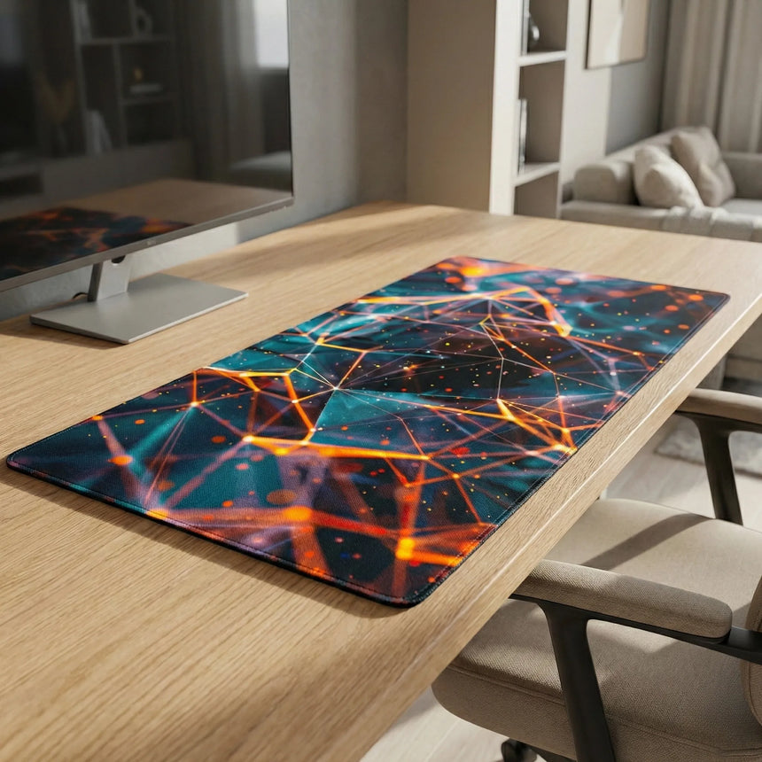 Tapis de Souris Polygon — Réseau Abstrait & Design Futuriste