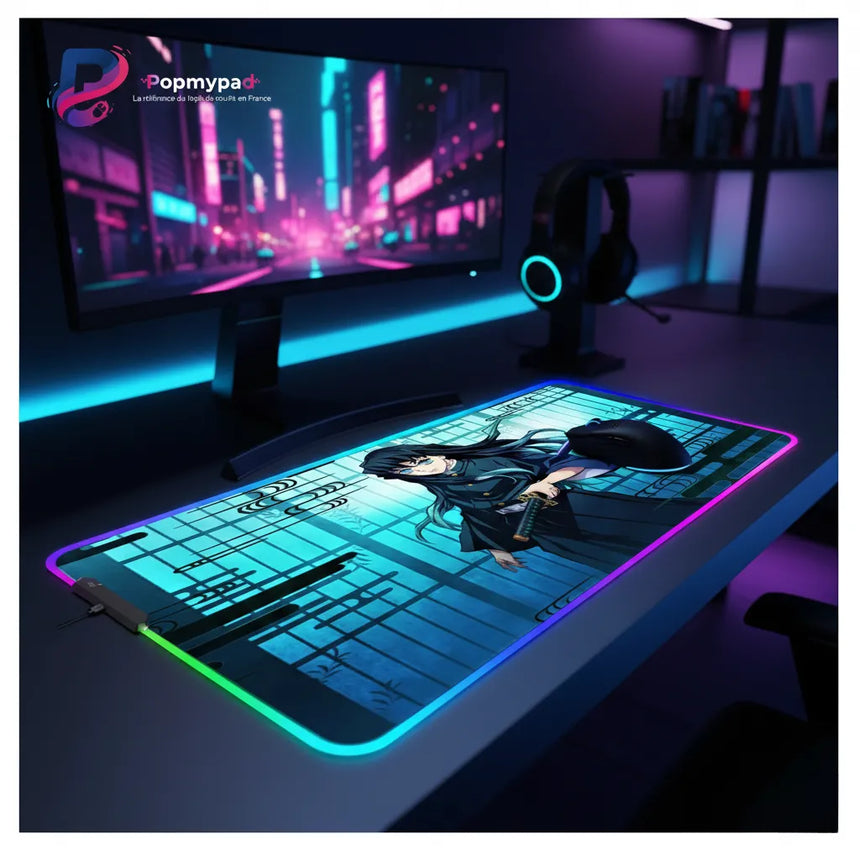 Tapis de Souris RGB Demon Slayer - Modèle Muichiro Tokito | Glisse Ultime