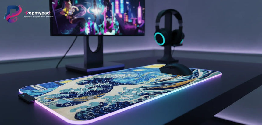 Tapis de Souris RGB "L'Odyssée Stellaire" - Fusion Hokusai & Van Gogh