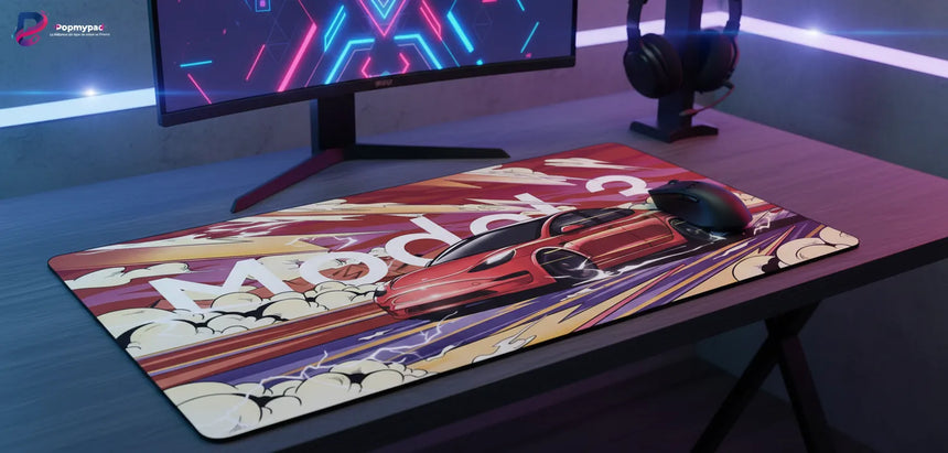 Tapis de Souris Tesla Model 3 - Édition Illustration Artistique "Vitesse Électrique"
