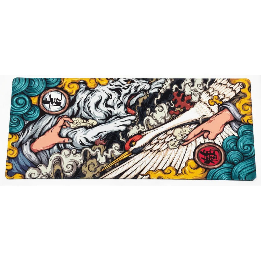 Tapis de Souris XXL - Tigre Blanc & Grue Sacrée (Édition Ukiyo-e)