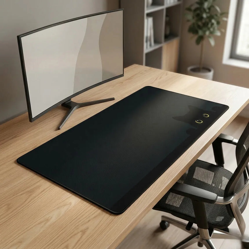 Tapis de Souris XXL Chat Noir Minimaliste - Regard d'Ombre
