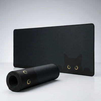 Tapis de Souris XXL Chat Noir Minimaliste - Regard d'Ombre