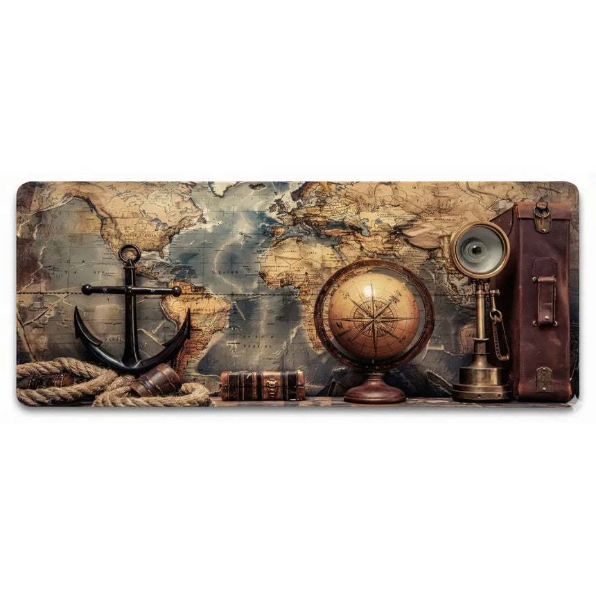 Tapis de Souris XXL Exploration Nautique - Design Carte du Monde Vintage