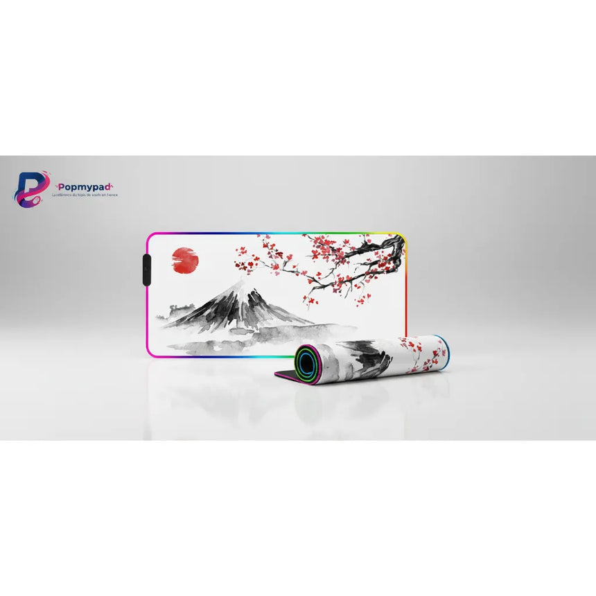 Tapis de Souris XXL Japonais - Mont Fuji & Fleurs de Cerisier (RGB)