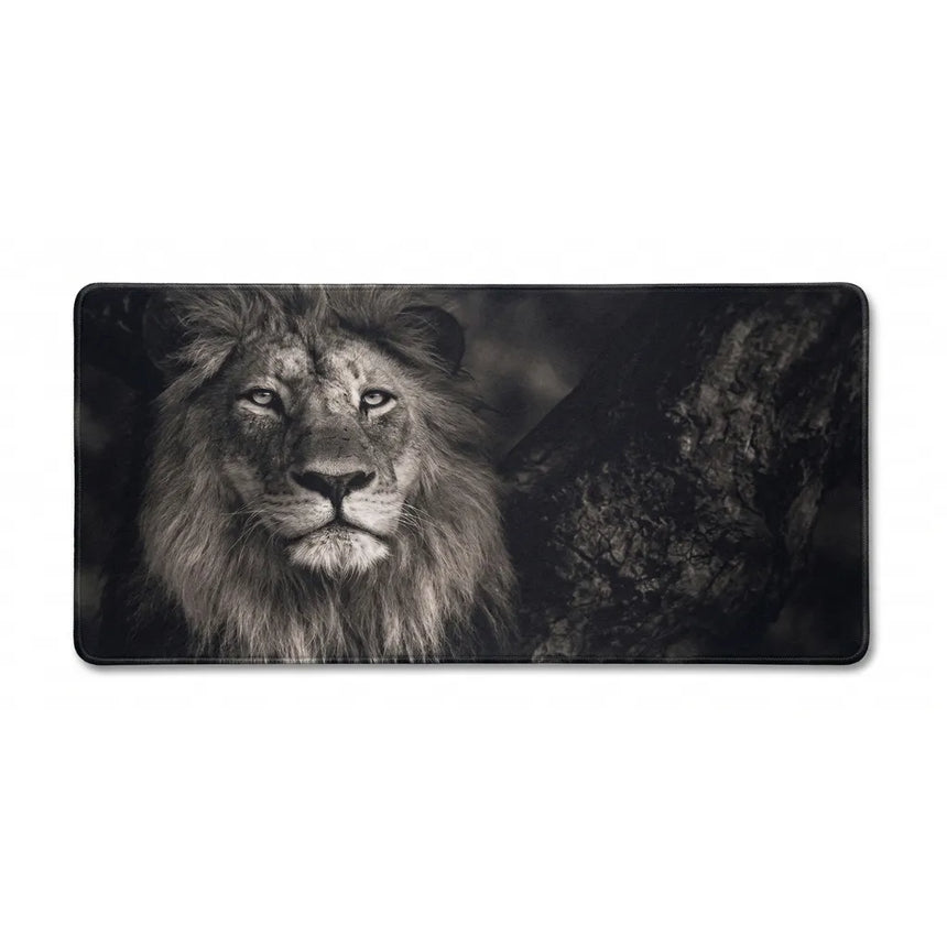 Tapis de Souris XXL Lion Majestic - Design Noir et Blanc Premium