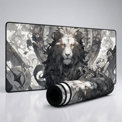 Tapis de Souris XXL Lion Mécanique Steampunk - Art Monochrome