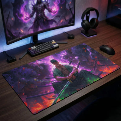 Tapis de Souris XXL One Piece Roronoa Zoro Asura (900x400mm) - Domination Esport - PopMyPad