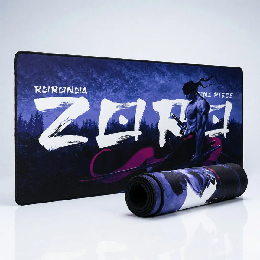 Tapis de Souris XXL One Piece Zoro "Santoryu" (900x400mm) — Maîtrise Suprême — PopMyPad