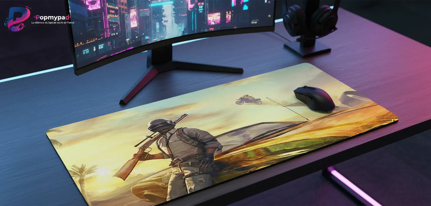Tapis de Souris XXL PUBG Battle Royale Miramar Desert Action (900x400mm) - Précision Esport - PopMyPad
