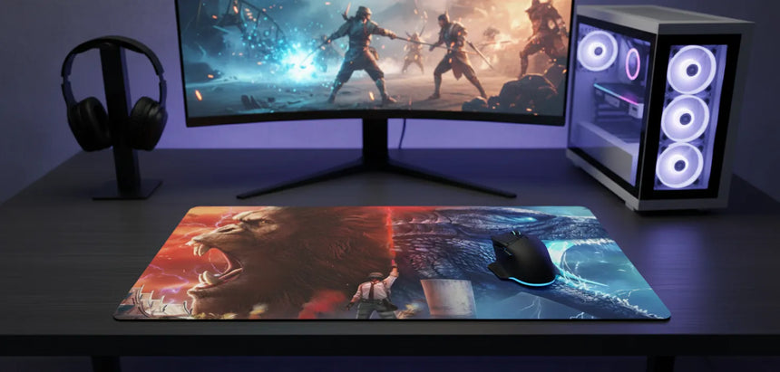 Tapis de Souris XXL PUBG Godzilla vs Kong Edition (900x400mm) - Domination Totale - PopMyPad