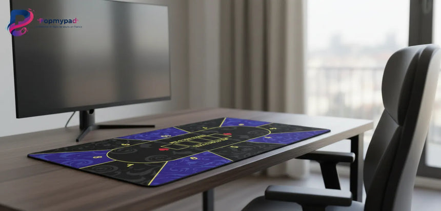 Tapis de Souris XXL Poker Texas Hold'em - Design Baroque Violet & Noir