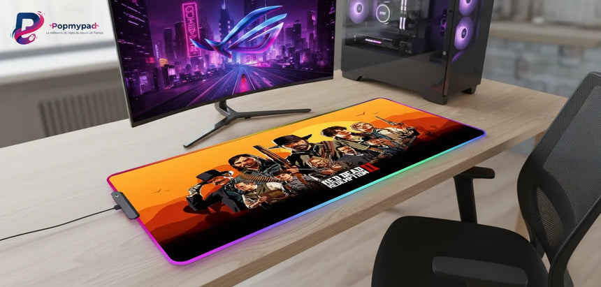 Tapis de Souris XXL RGB Red Dead Redemption 2 Gang (900x400mm) - Gaming LED - PopMyPad