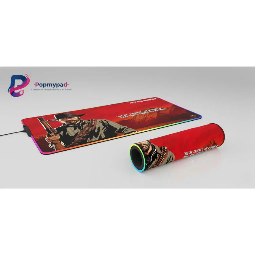 Tapis de Souris XXL RGB Red Dead Redemption Arthur Morgan (900x400mm) - Gaming LED - PopMyPad