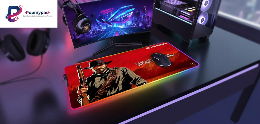 Tapis de Souris XXL RGB Red Dead Redemption Arthur Morgan (900x400mm) - Gaming LED - PopMyPad
