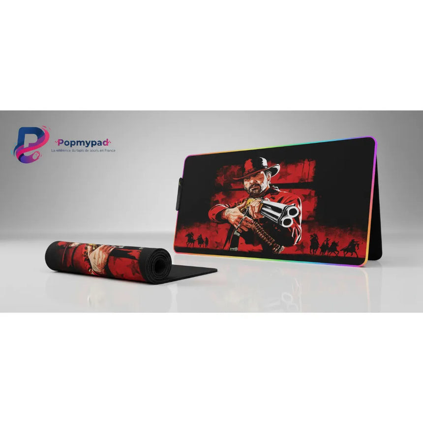 Tapis de Souris XXL RGB Red Dead Redemption 2 Arthur Morgan (900x400mm) - Setup LED - PopMyPad