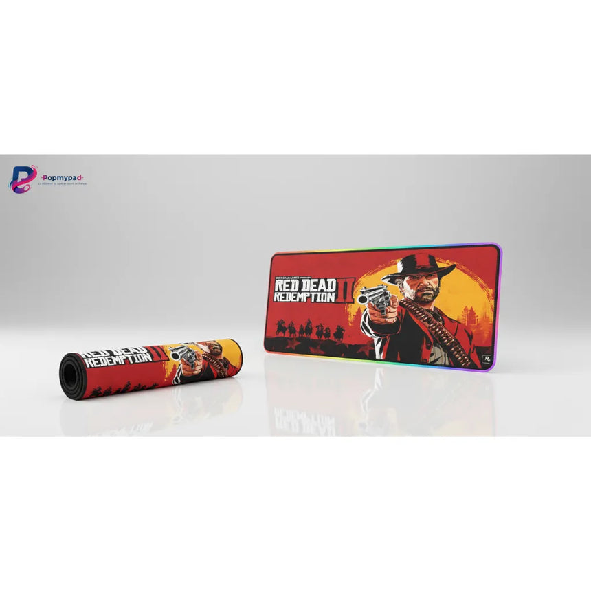 Tapis de Souris XXL RGB Red Dead Redemption II Arthur Morgan (900x400mm) - Gaming LED - PopMyPad