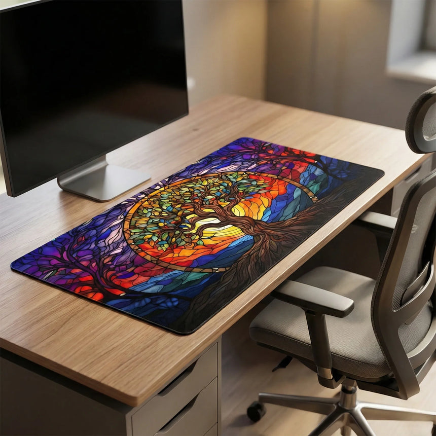 Tapis de souris Arbre de Vie - Design Vitrail Artistique