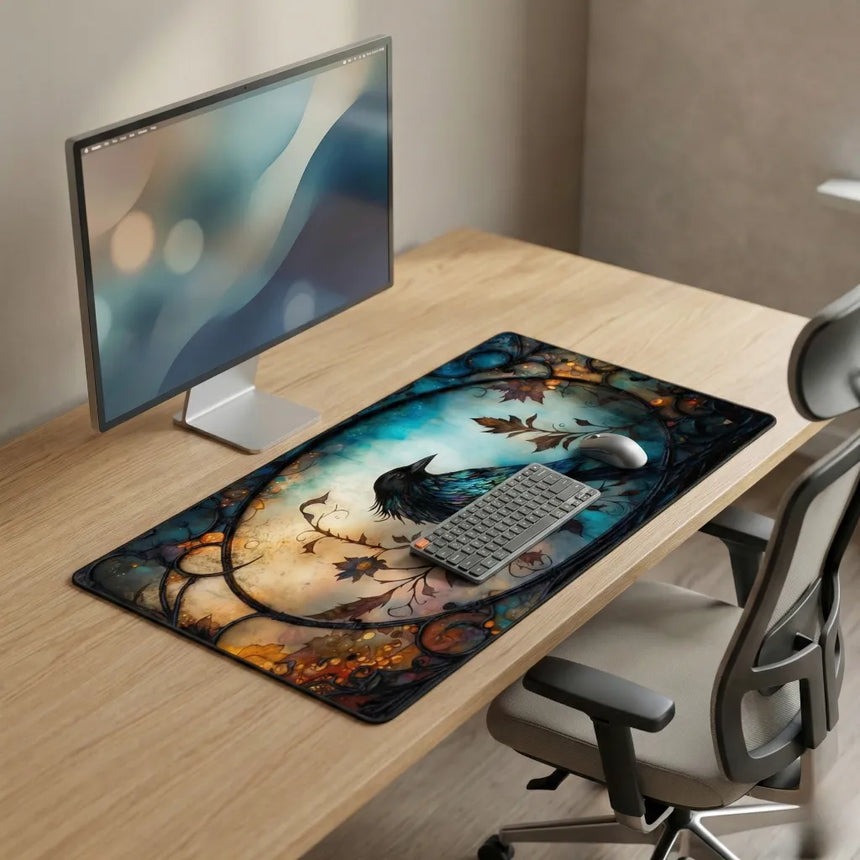 Tapis de souris Artistique "L'Éveil du Corbeau" - Édition Fantaisie XL