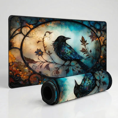 Tapis de souris Artistique "L'Éveil du Corbeau" - Édition Fantaisie XL