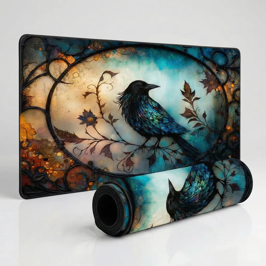 Tapis de souris Artistique "L'Éveil du Corbeau" - Édition Fantaisie XL